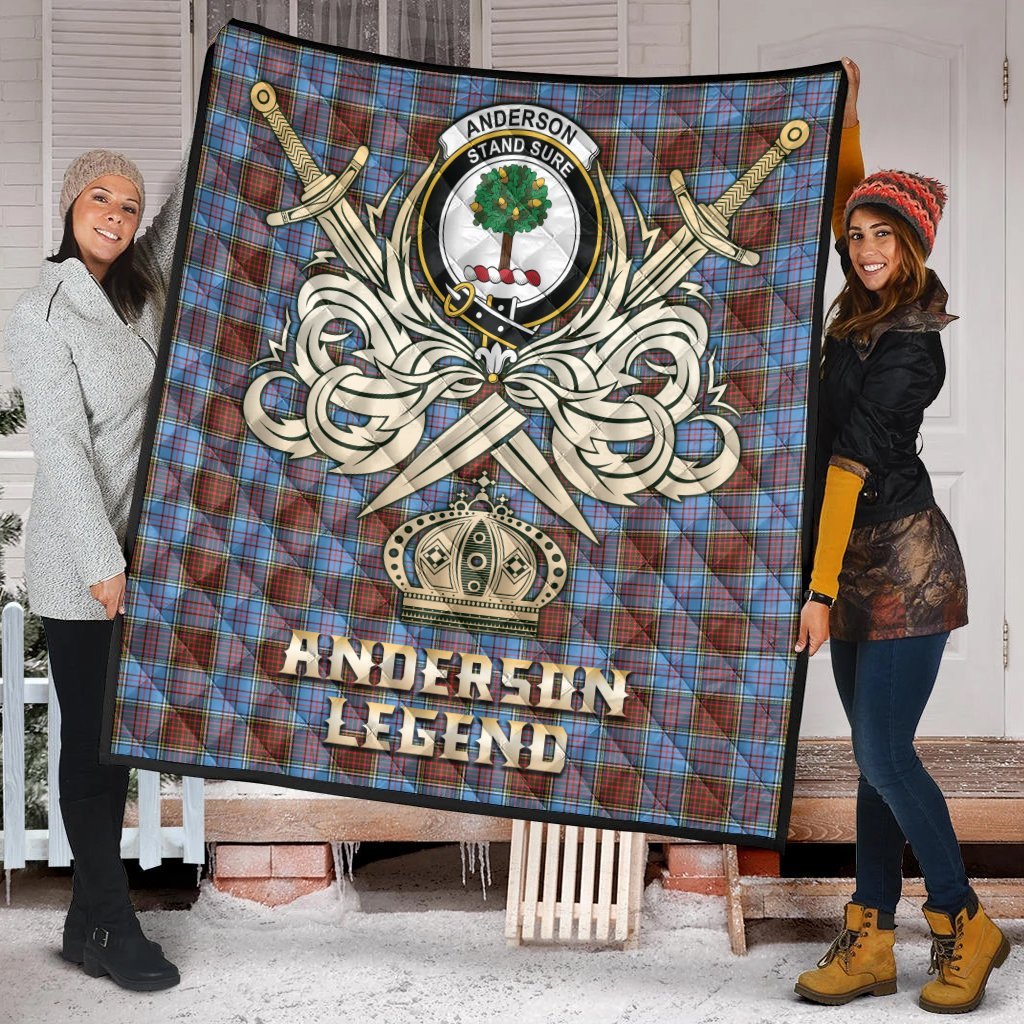 Anderson Modern Tartan Crest Legend Gold Royal Premium Quilt