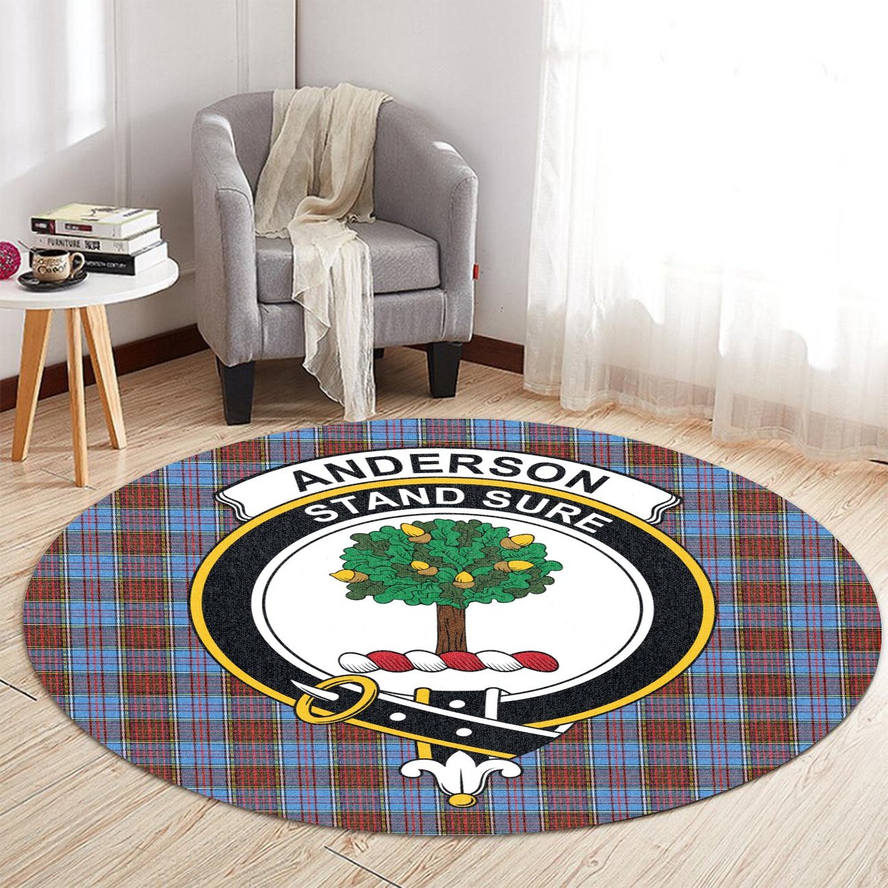 Anderson Modern Tartan Crest Round Rug