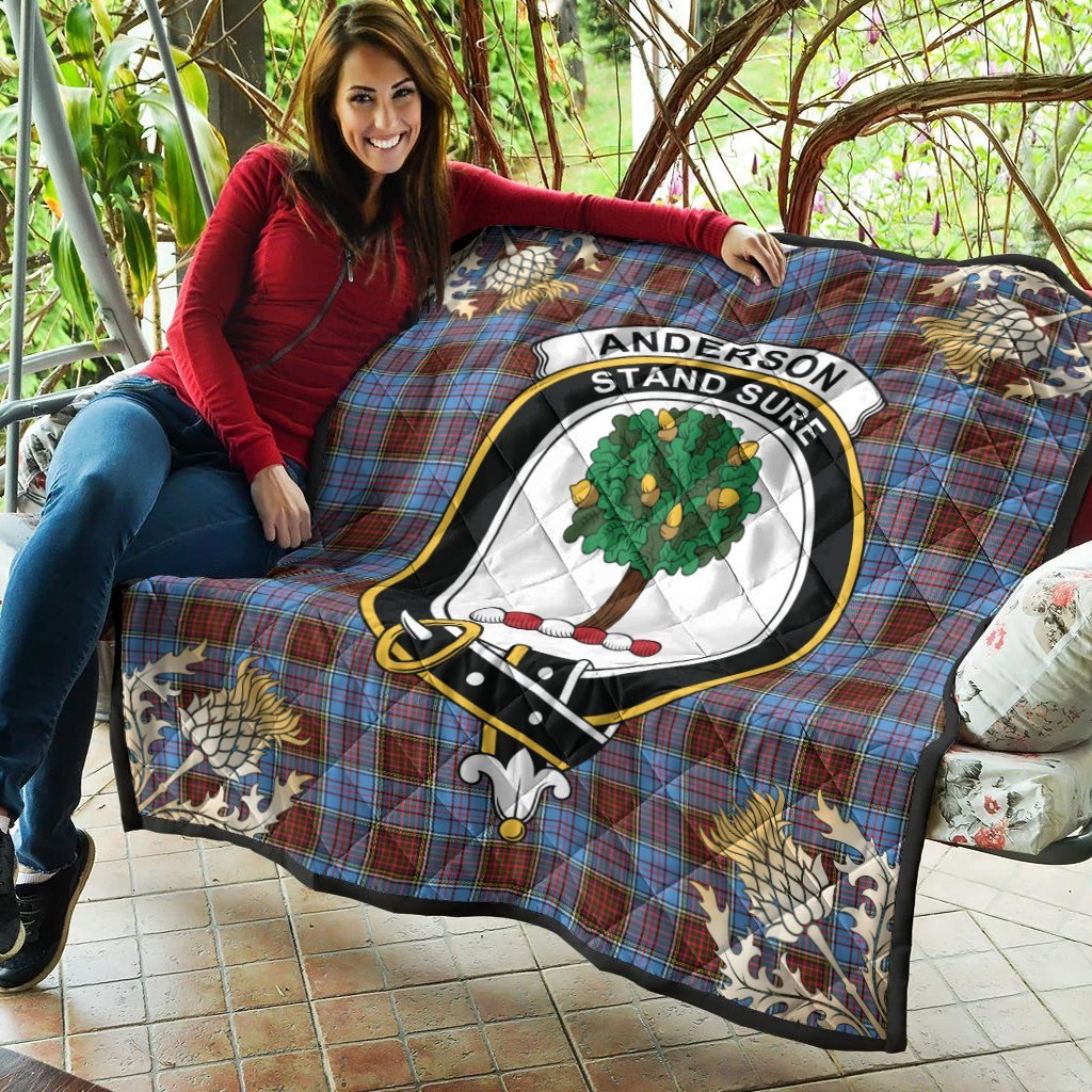 Anderson Modern Tartan Crest Premium Quilt - Gold Thistle Style