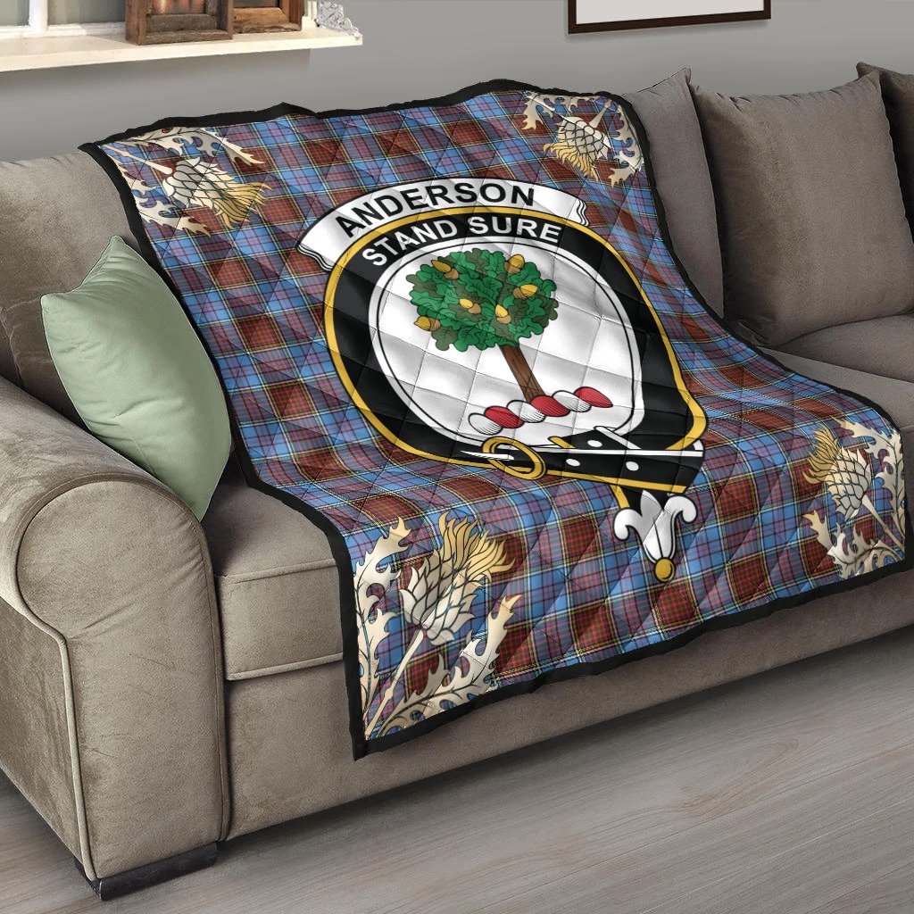 Anderson Modern Tartan Crest Premium Quilt - Gold Thistle Style