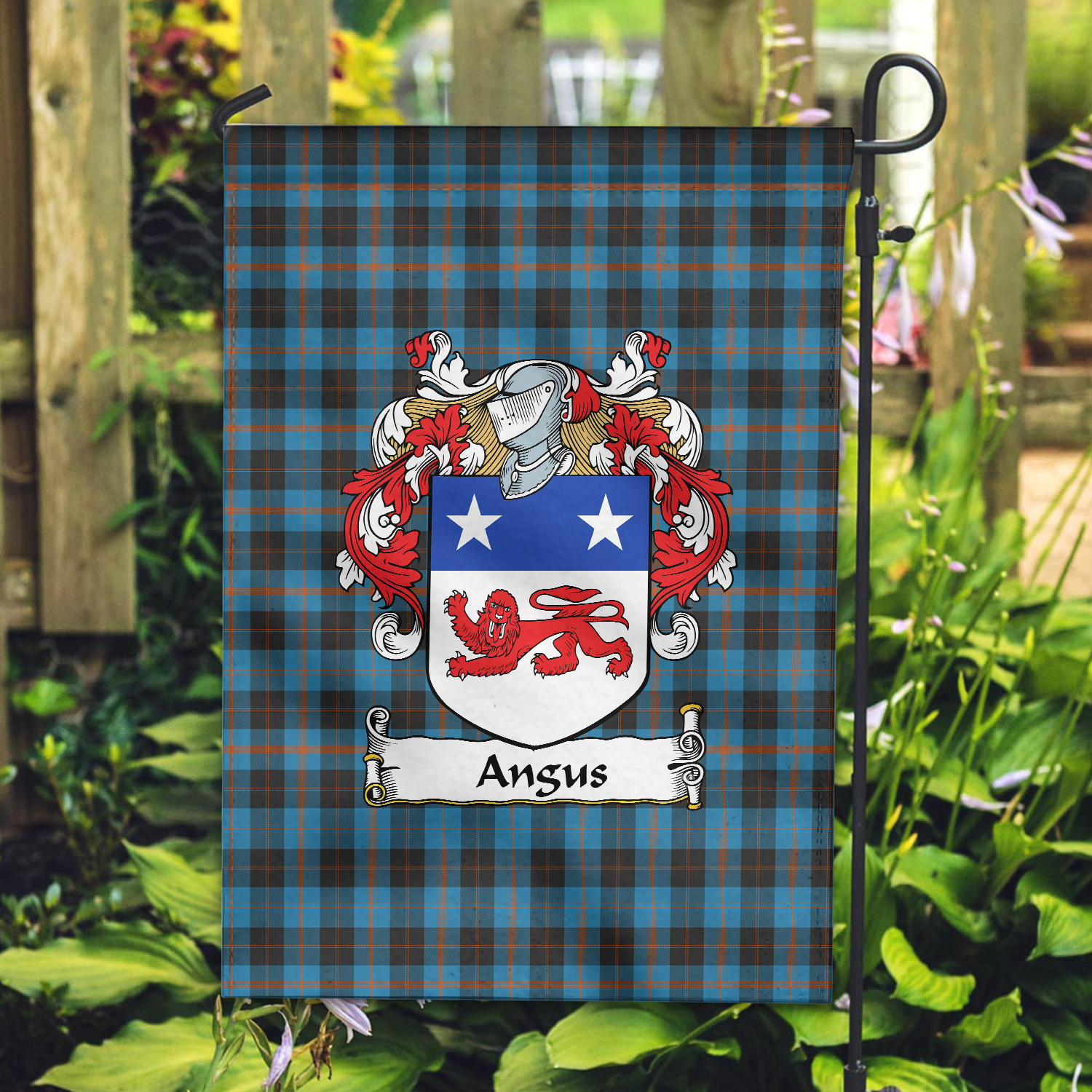 Angus Ancient Tartan Crest Garden Flag