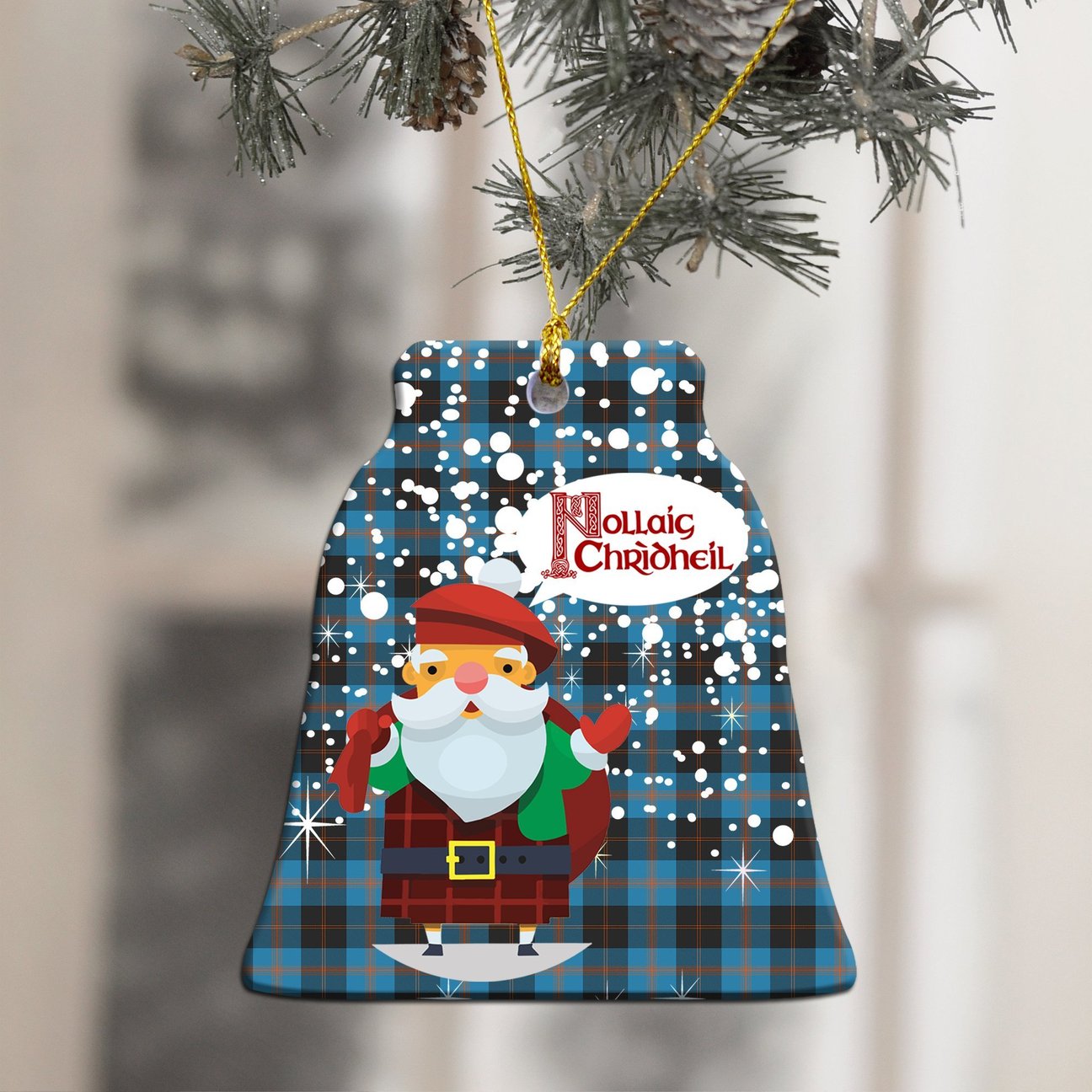 Angus Ancient Tartan Christmas Ceramic Ornament - Santa Style