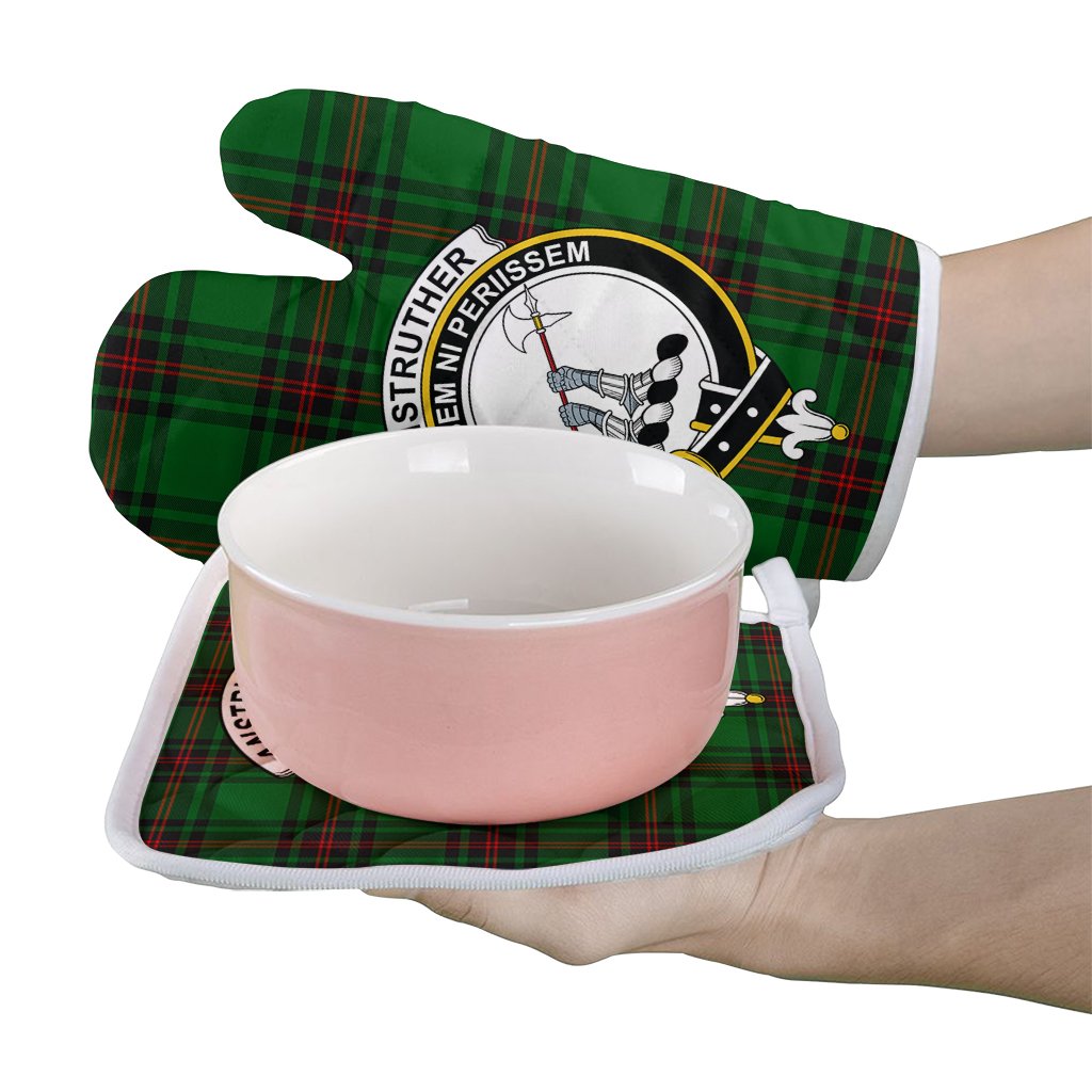 Anstruther Tartan Crest Oven Mitt And Pot Holder (2 Oven Mitts + 1 Pot Holder)