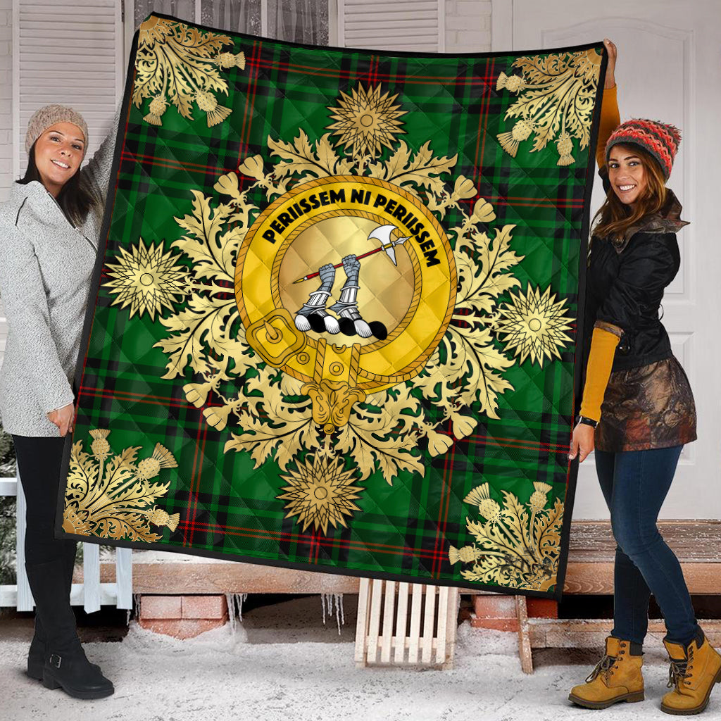 Anstruther Tartan Crest Premium Quilt - Gold Thistle Style