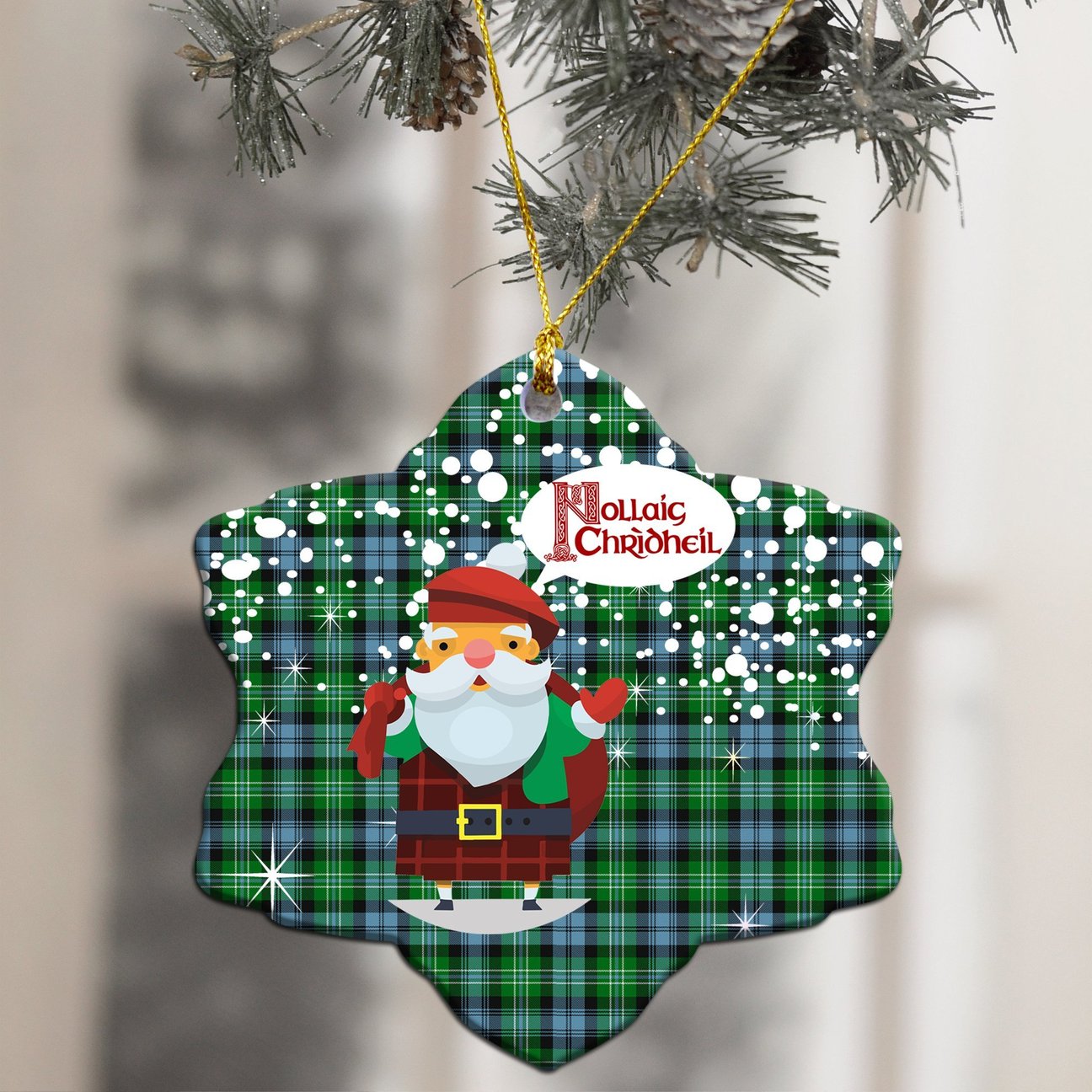 Arbuthnot Ancient Tartan Christmas Ceramic Ornament - Santa Style