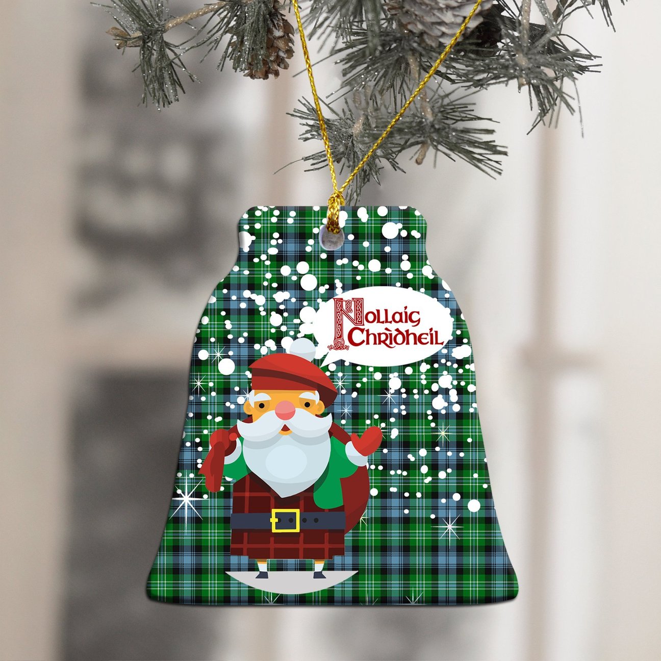 Arbuthnot Ancient Tartan Christmas Ceramic Ornament - Santa Style