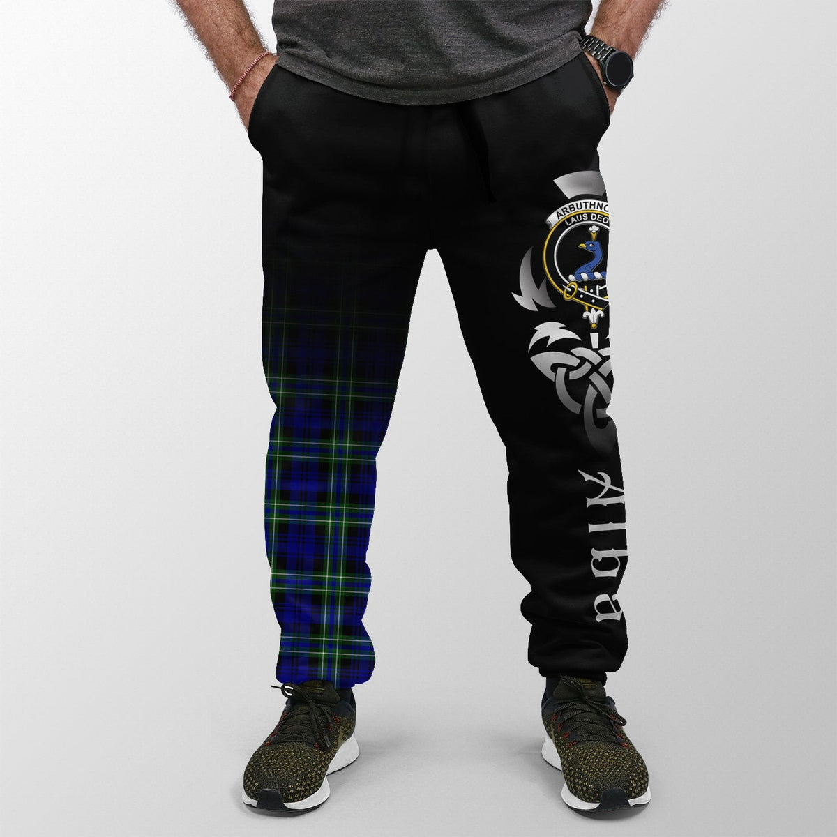 Arbuthnot Modern Tartan Crest Jogger Sweatpants - Alba Celtic Style