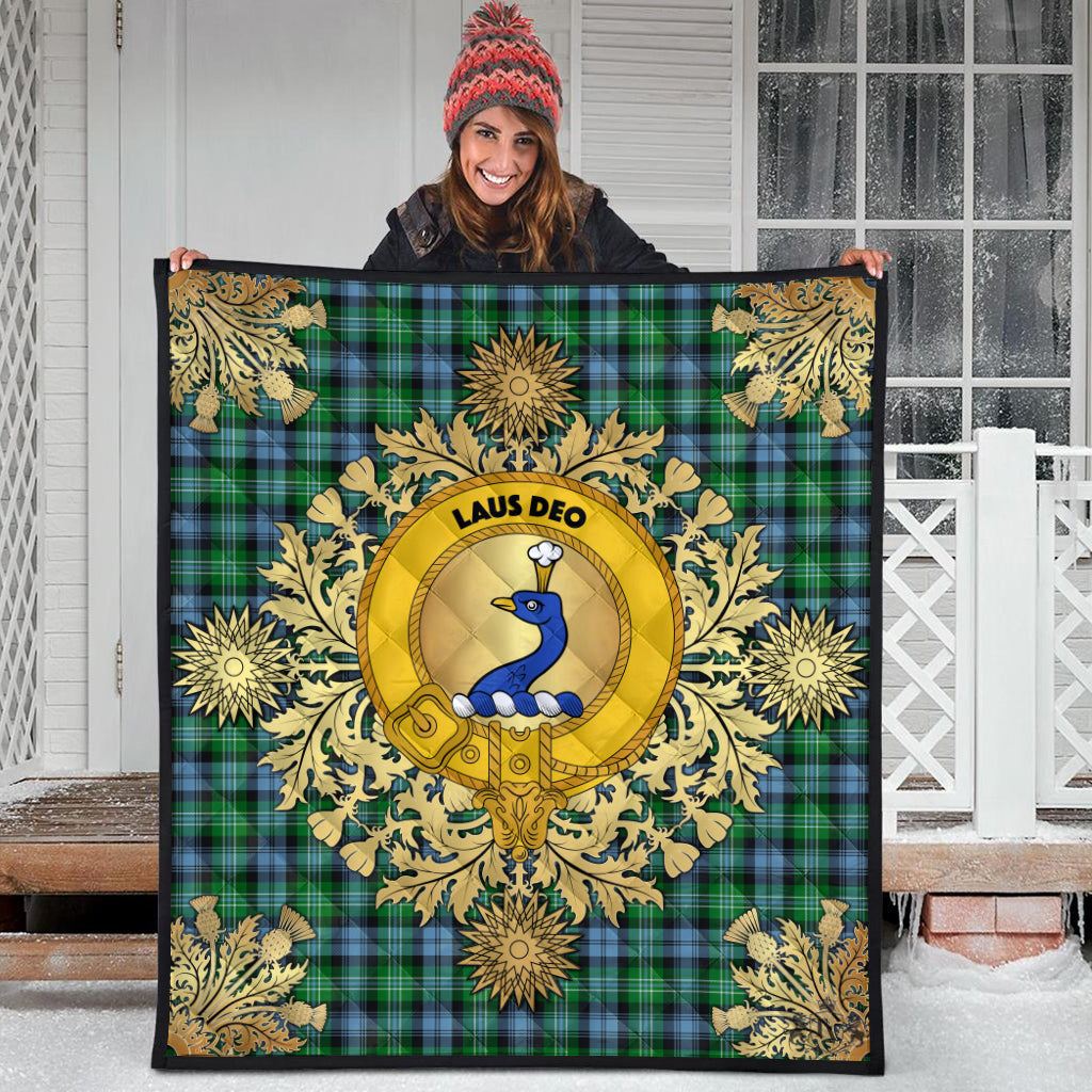 Arbuthnot Ancient Tartan Crest Premium Quilt - Gold Thistle Style