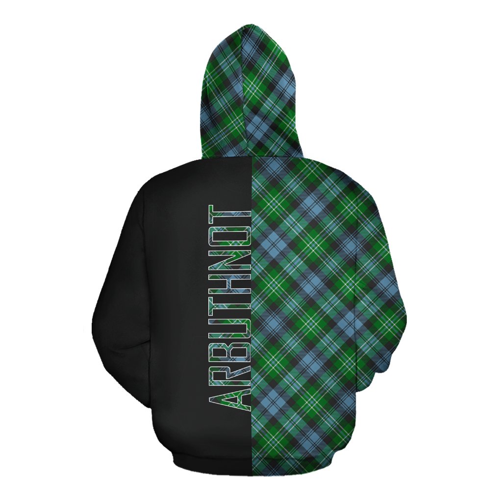 Arbuthnot Ancient Tartan Hoodie Half of Me - Cross Style