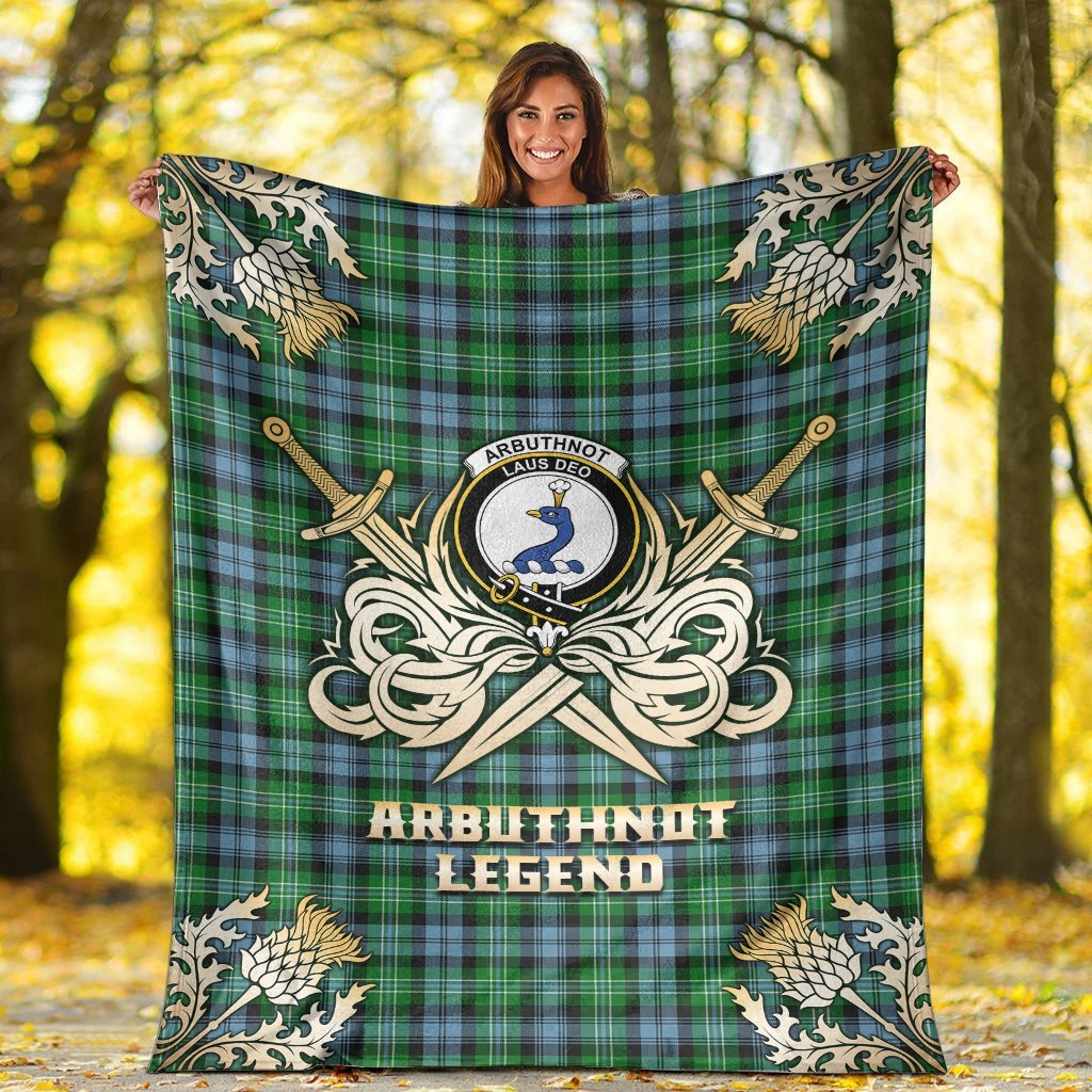 Arbuthnot Ancient Tartan Gold Courage Symbol Blanket