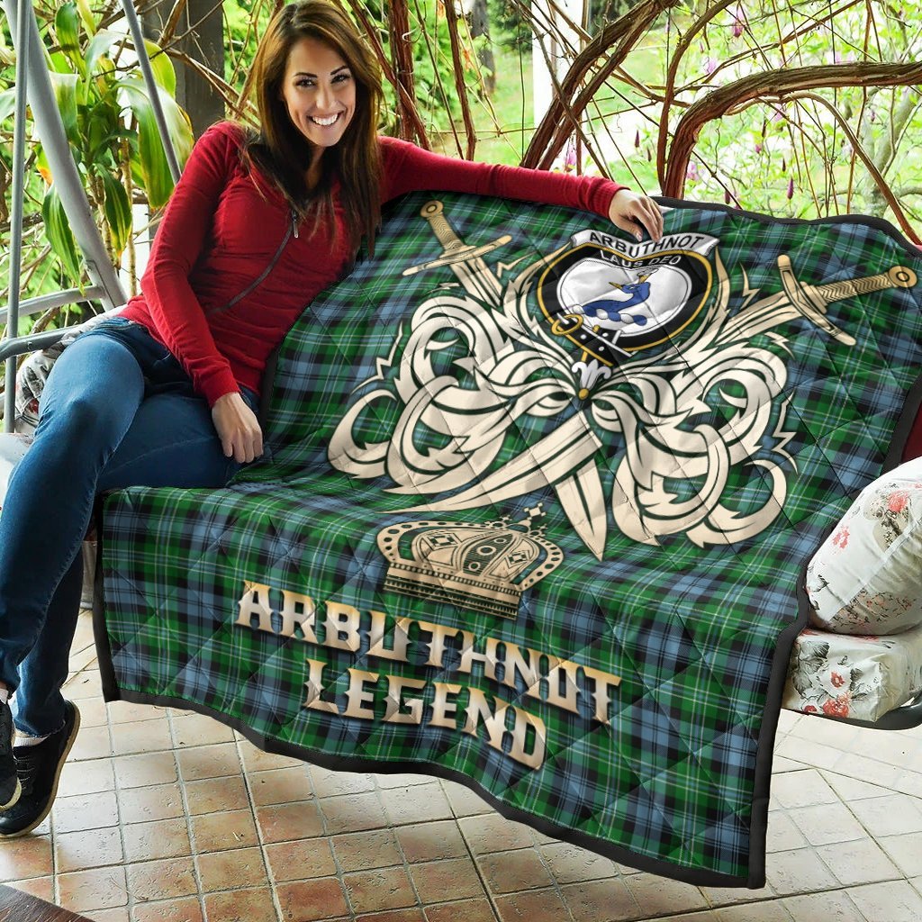 Arbuthnot Ancient Tartan Crest Legend Gold Royal Premium Quilt