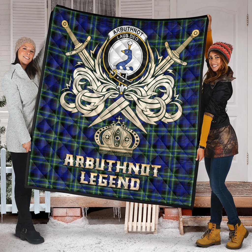 Arbuthnot Modern Tartan Crest Legend Gold Royal Premium Quilt