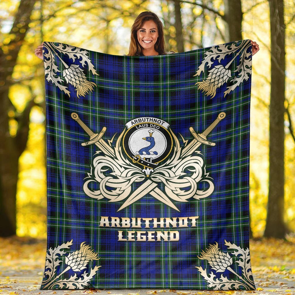 Arbuthnot Modern Tartan Gold Courage Symbol Blanket