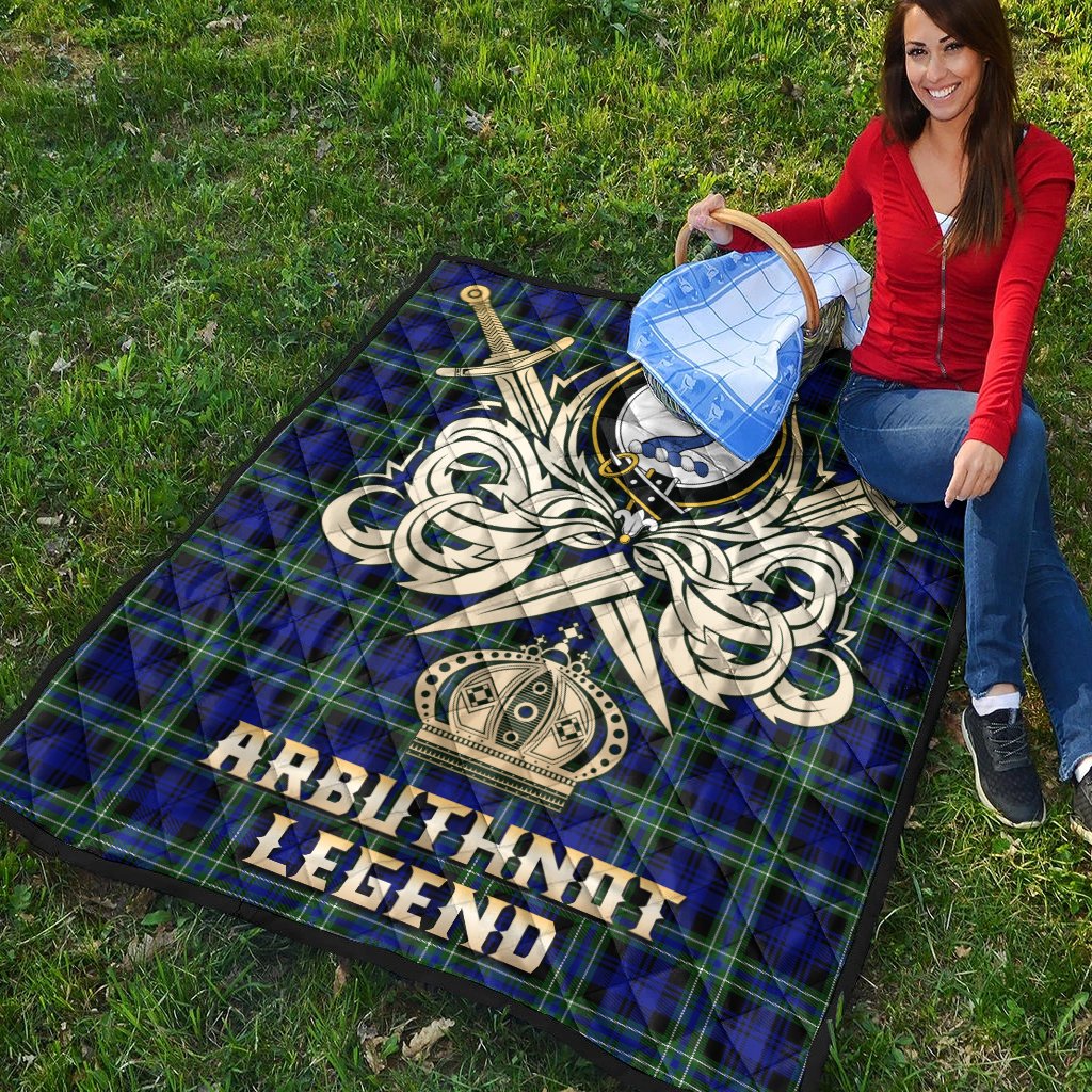 Arbuthnot Modern Tartan Crest Legend Gold Royal Premium Quilt