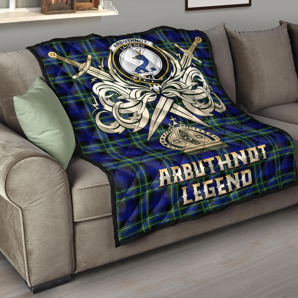 Arbuthnot Modern Tartan Crest Legend Gold Royal Premium Quilt