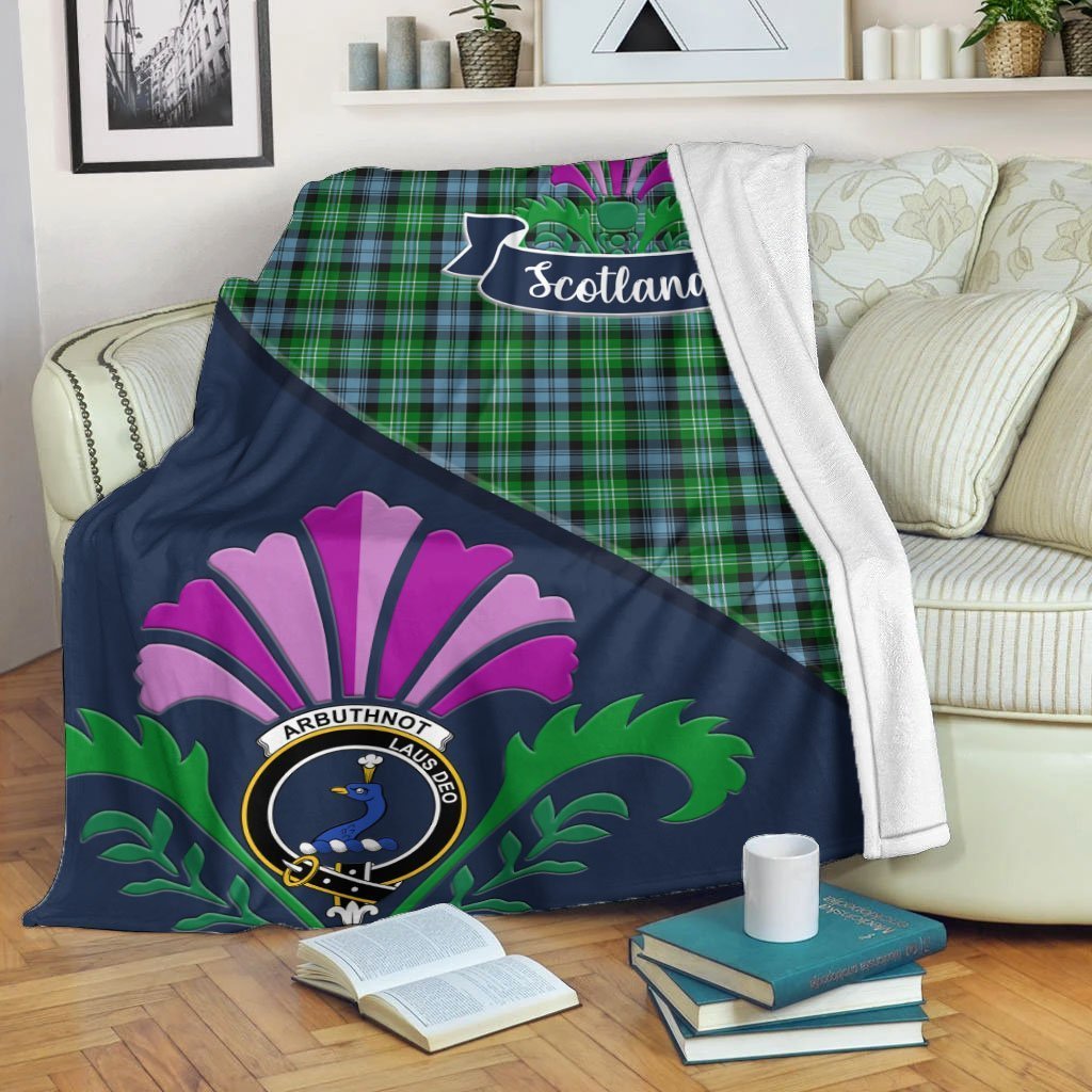 Arbuthnot Tartan Crest Premium Blanket - Thistle Style