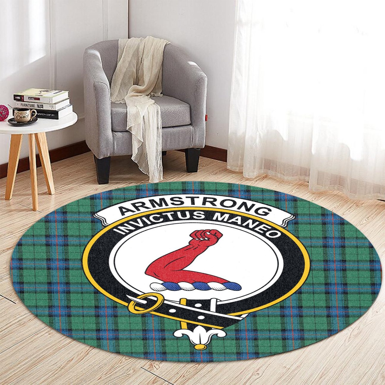 Armstrong Ancient Tartan Crest Round Rug