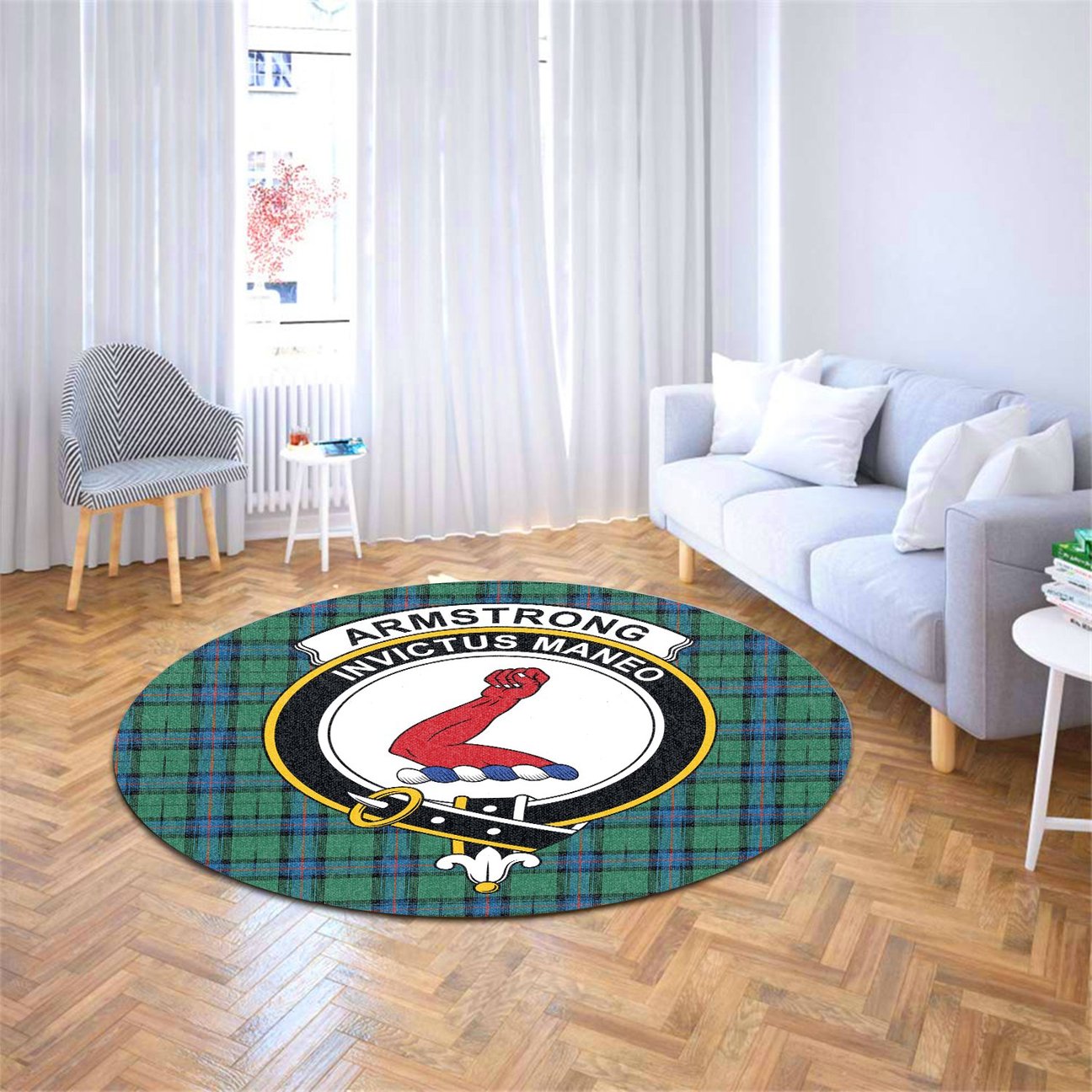 Armstrong Ancient Tartan Crest Round Rug