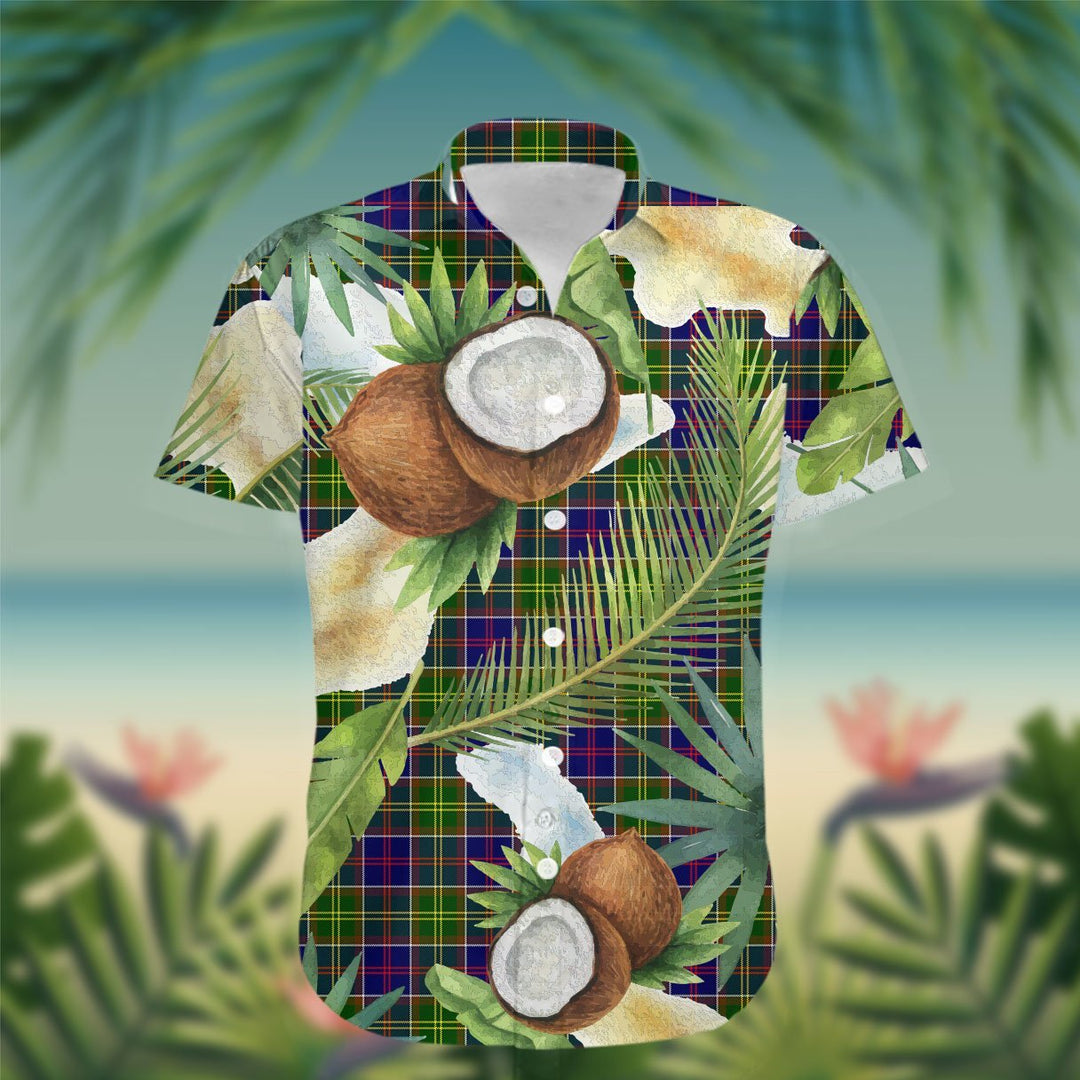 Arnott Tartan Hawaiian Shirt Hibiscus, Coconut, Parrot, Pineapple - Tropical Garden Shirt