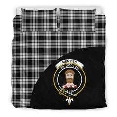 Menzies Black & White Modern Family Tartan Crest Wave Style Bedding Set
