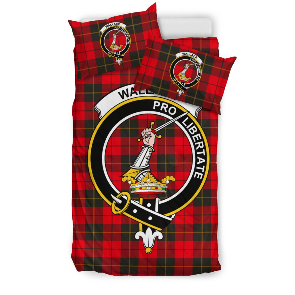 Wallace Hunting Red Tartan Crest Bedding Set