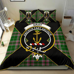 Gray Tartan Crest Bedding Set - Luxury Style