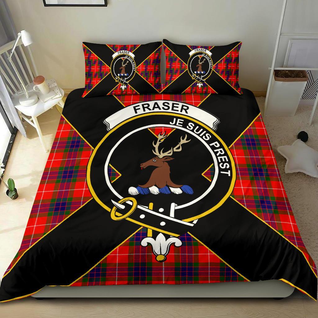 Fraser (of Lovat) Tartan Crest Bedding Set - Luxury Style