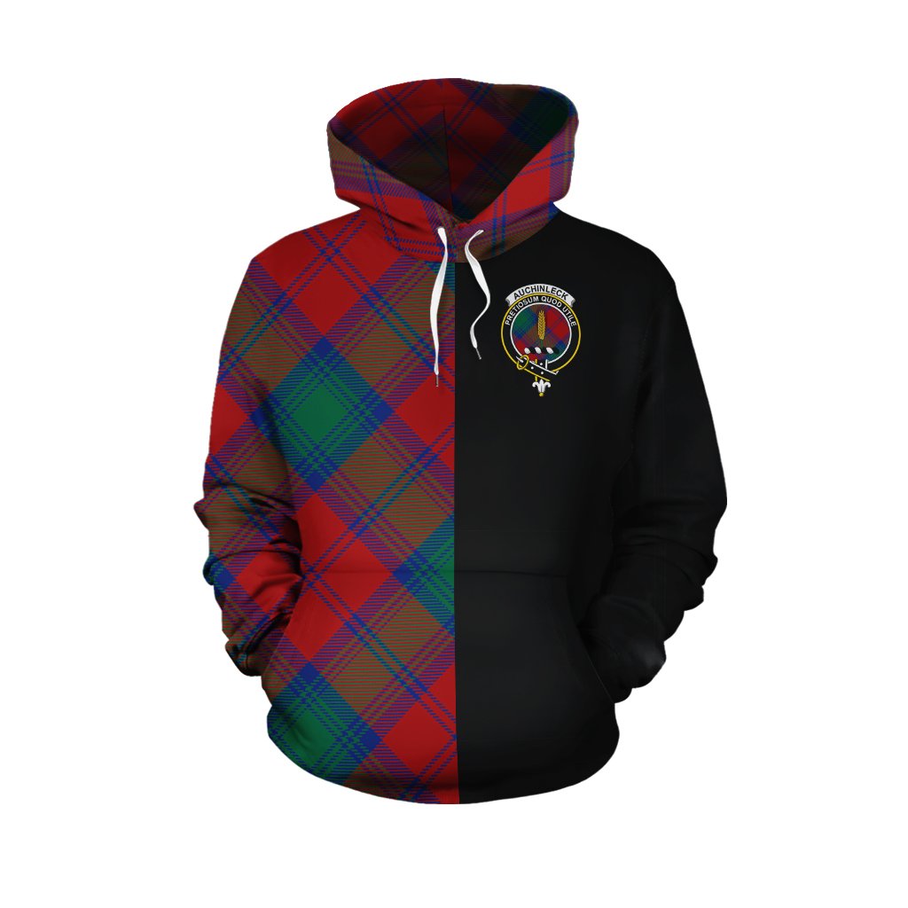 Auchinleck Tartan Hoodie Half of Me - Cross Style