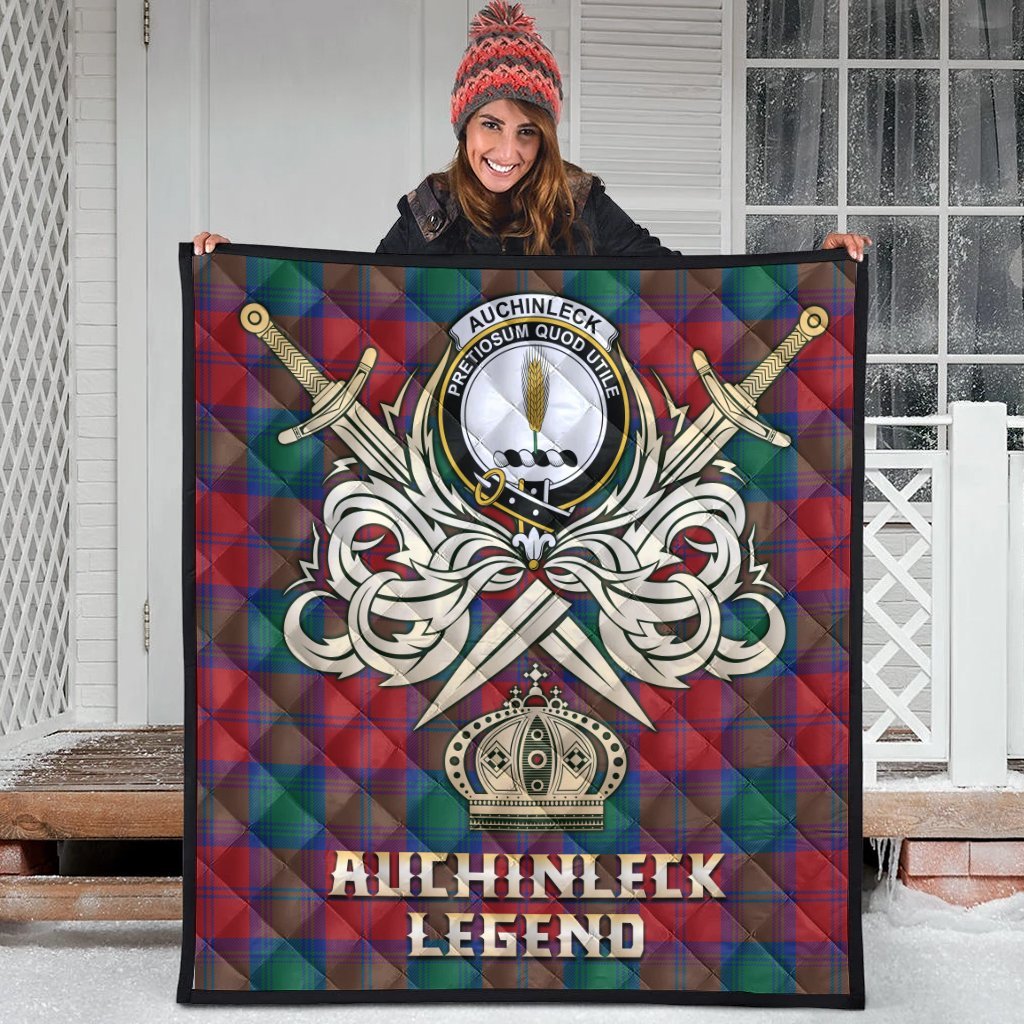 Auchinleck Tartan Crest Legend Gold Royal Premium Quilt