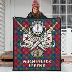 Auchinleck Tartan Crest Legend Gold Royal Premium Quilt