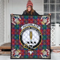 Auchinleck Tartan Crest Premium Quilt - Gold Thistle Style