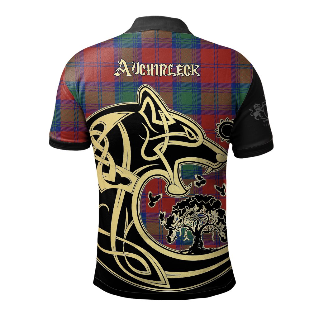 Auchinleck Tartan Polo Shirt Viking Wolf