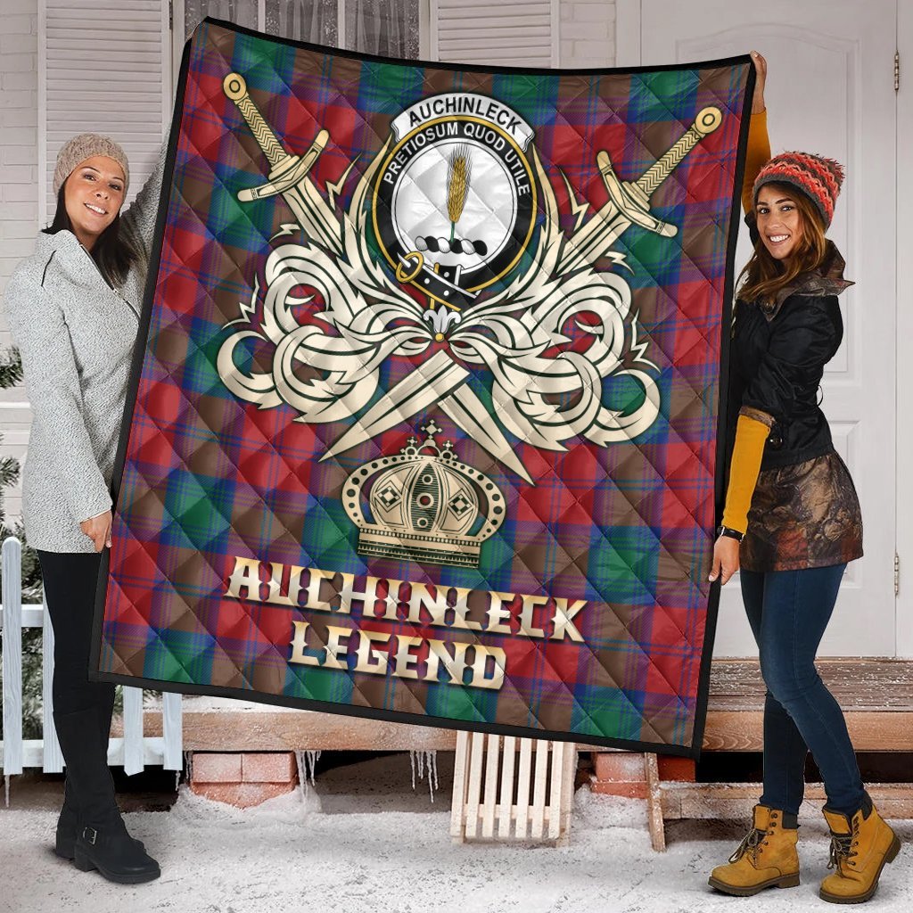 Auchinleck Tartan Crest Legend Gold Royal Premium Quilt