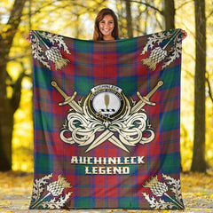 Auchinleck Tartan Gold Courage Symbol Blanket