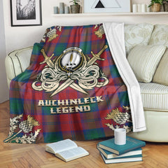 Auchinleck Tartan Gold Courage Symbol Blanket