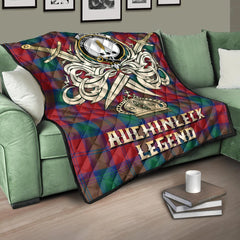 Auchinleck Tartan Crest Legend Gold Royal Premium Quilt