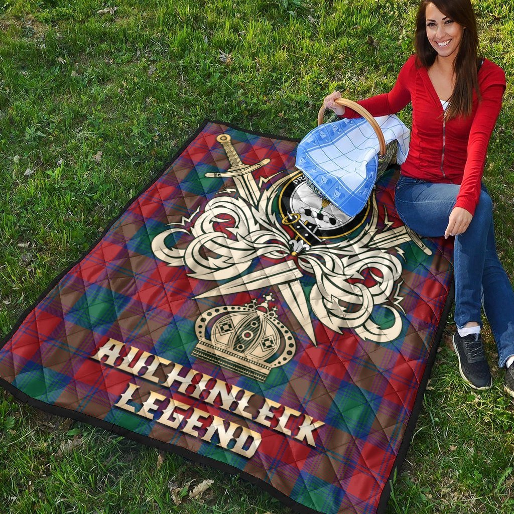 Auchinleck Tartan Crest Legend Gold Royal Premium Quilt