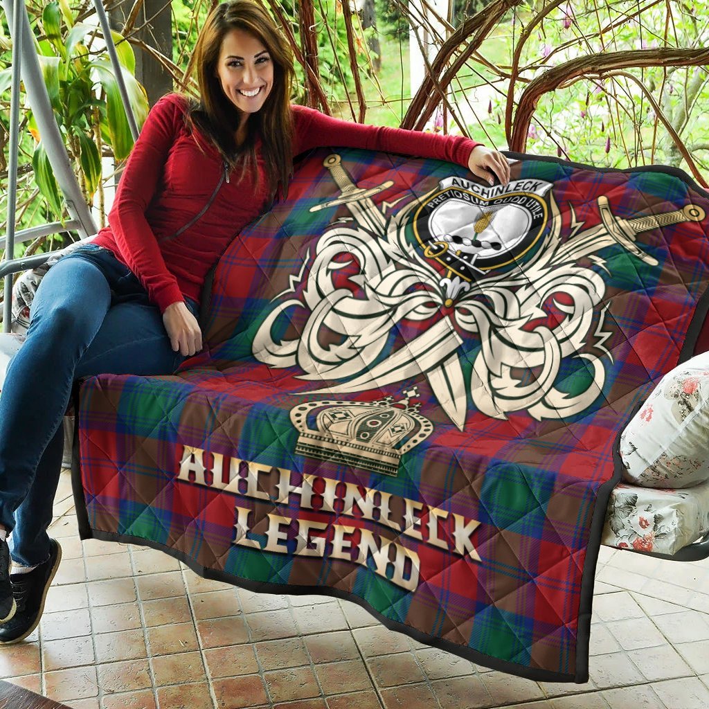 Auchinleck Tartan Crest Legend Gold Royal Premium Quilt