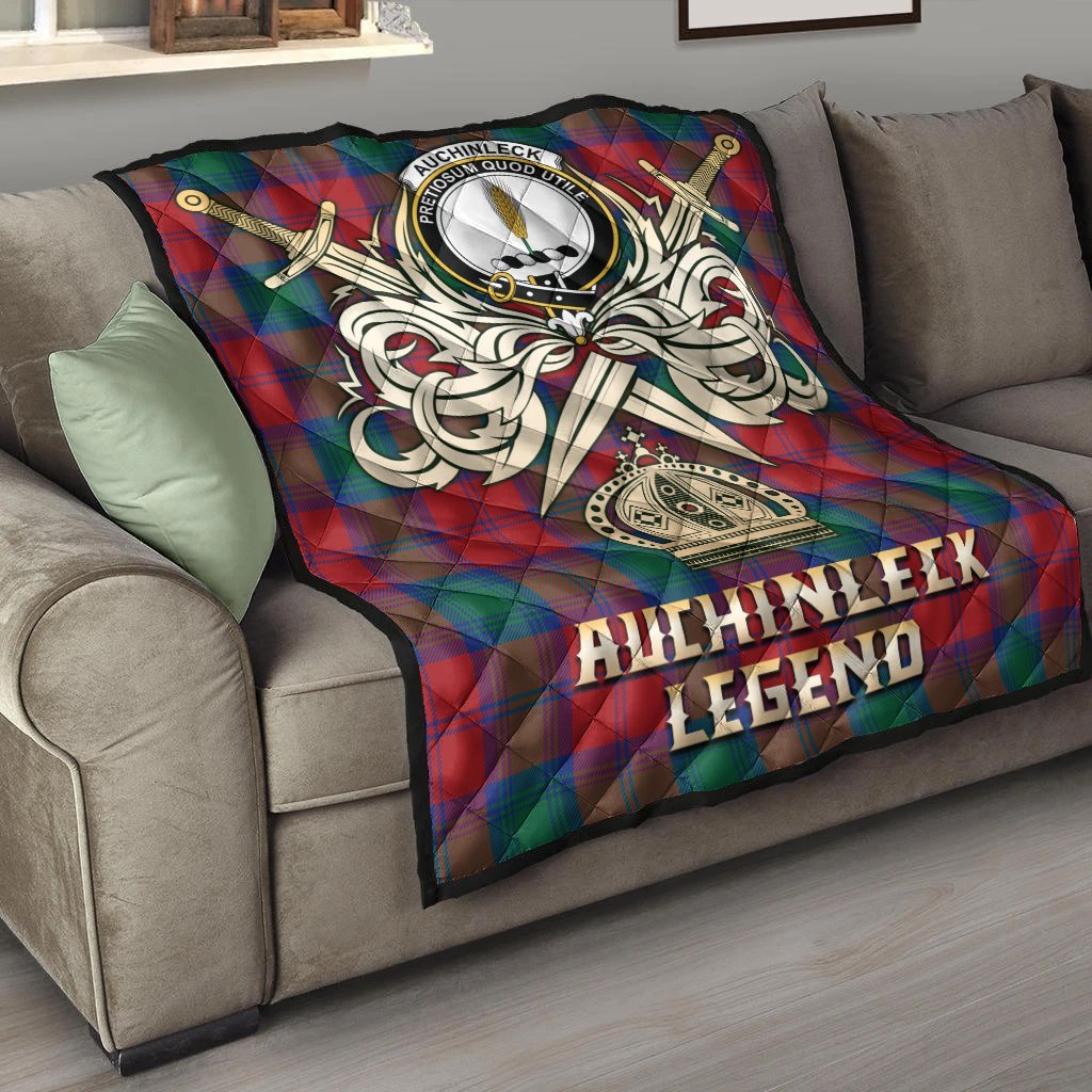 Auchinleck Tartan Crest Legend Gold Royal Premium Quilt