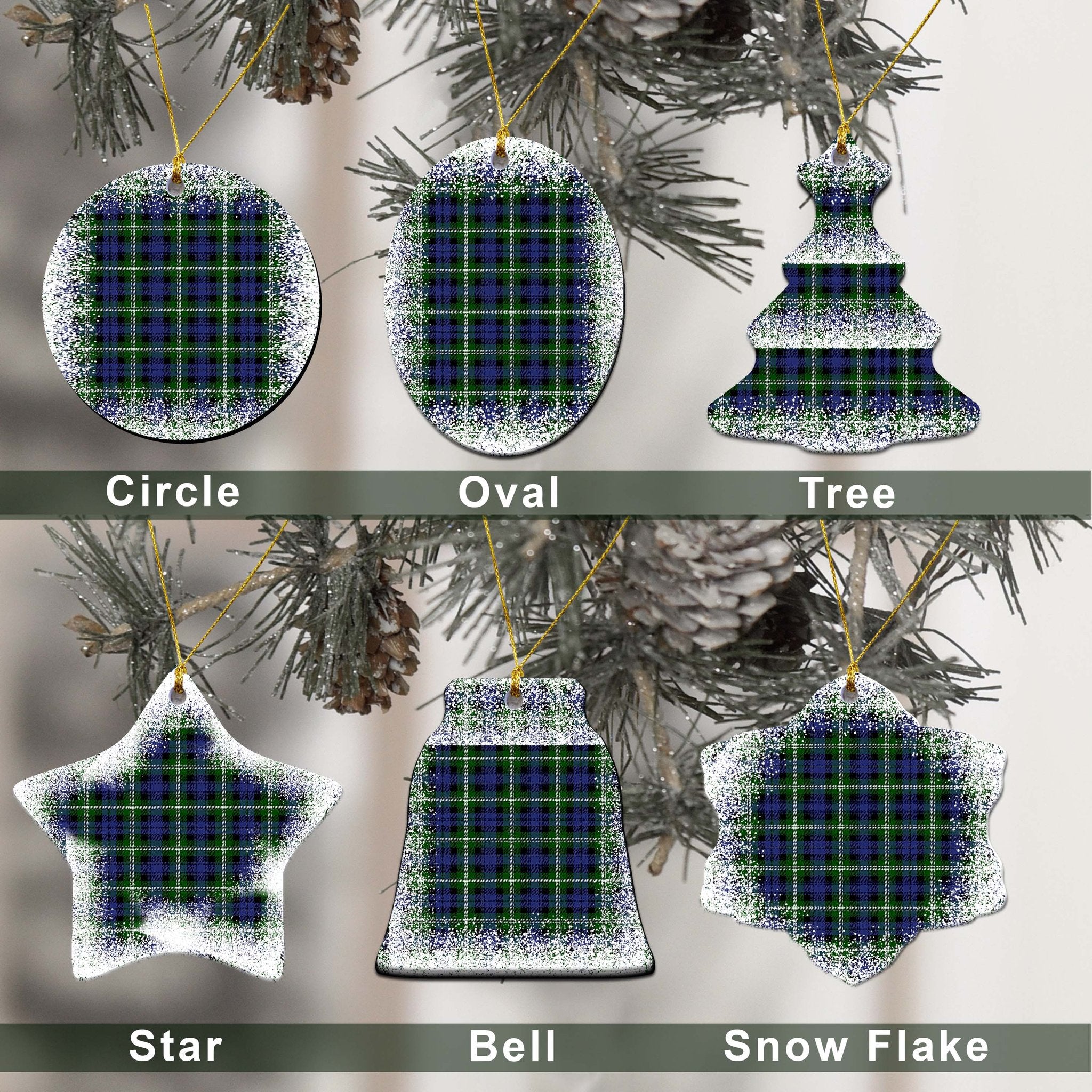 Baillie Tartan Christmas Ceramic Ornament - Snow Style