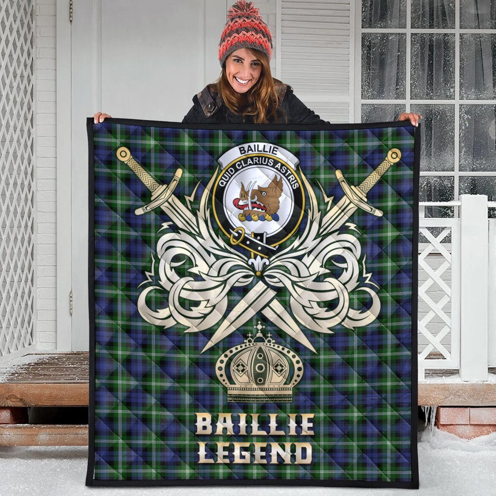 Baillie Modern Tartan Crest Legend Gold Royal Premium Quilt