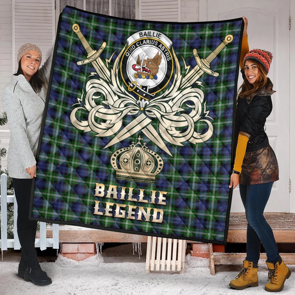 Baillie Modern Tartan Crest Legend Gold Royal Premium Quilt