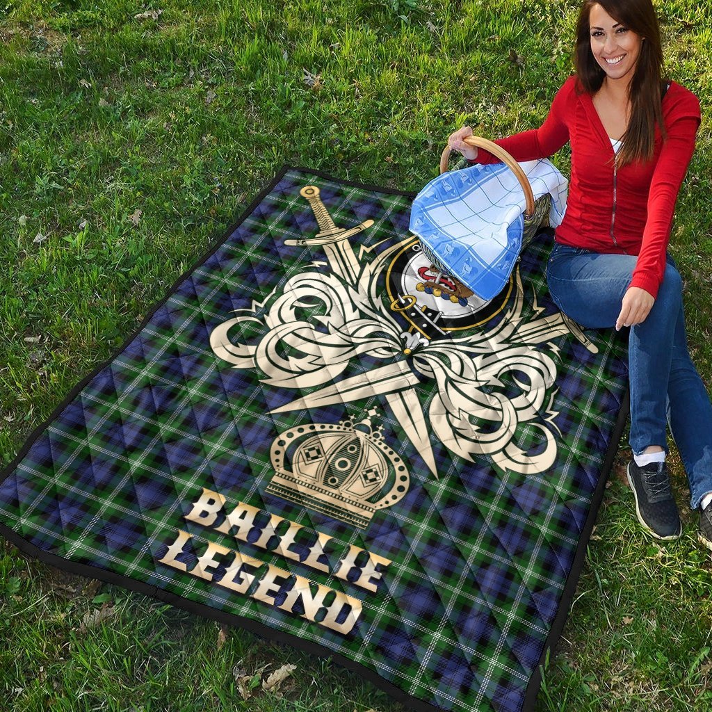 Baillie Modern Tartan Crest Legend Gold Royal Premium Quilt