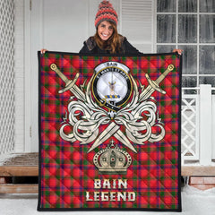 Bain Tartan Crest Legend Gold Royal Premium Quilt