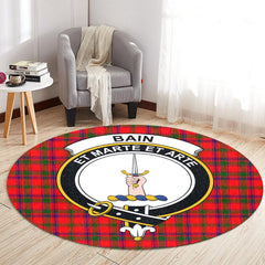 Bain Tartan Crest Round Rug