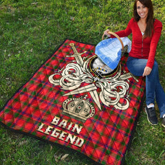 Bain Tartan Crest Legend Gold Royal Premium Quilt