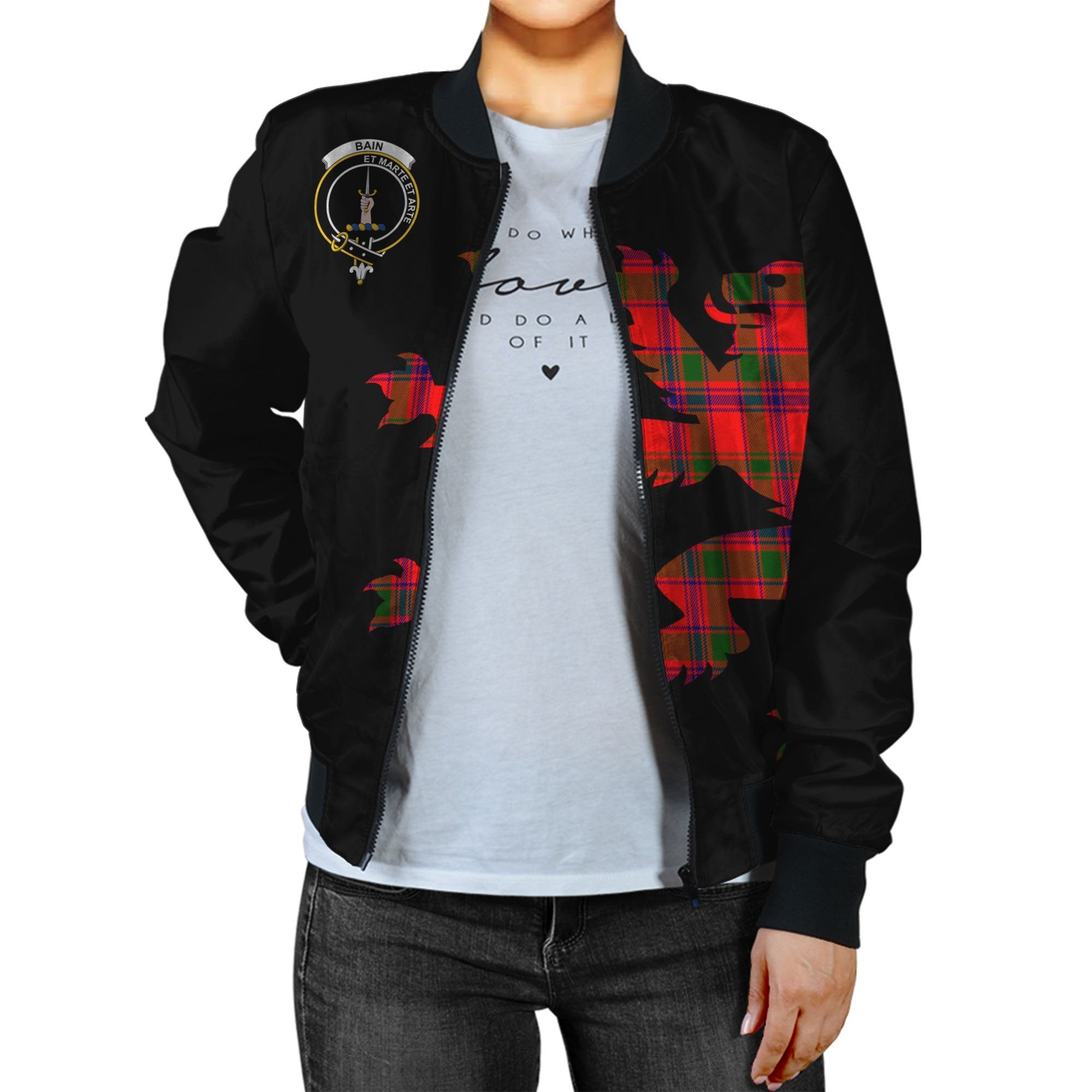 Bain Tartan Bomber Jacket Lion & Thistle