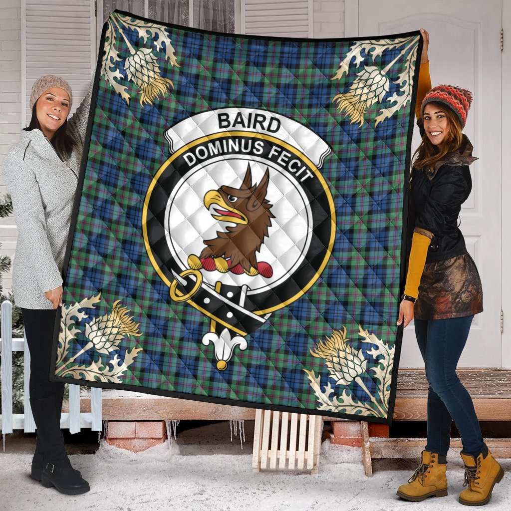 Baird Ancient Tartan Crest Premium Quilt - Gold Thistle Style