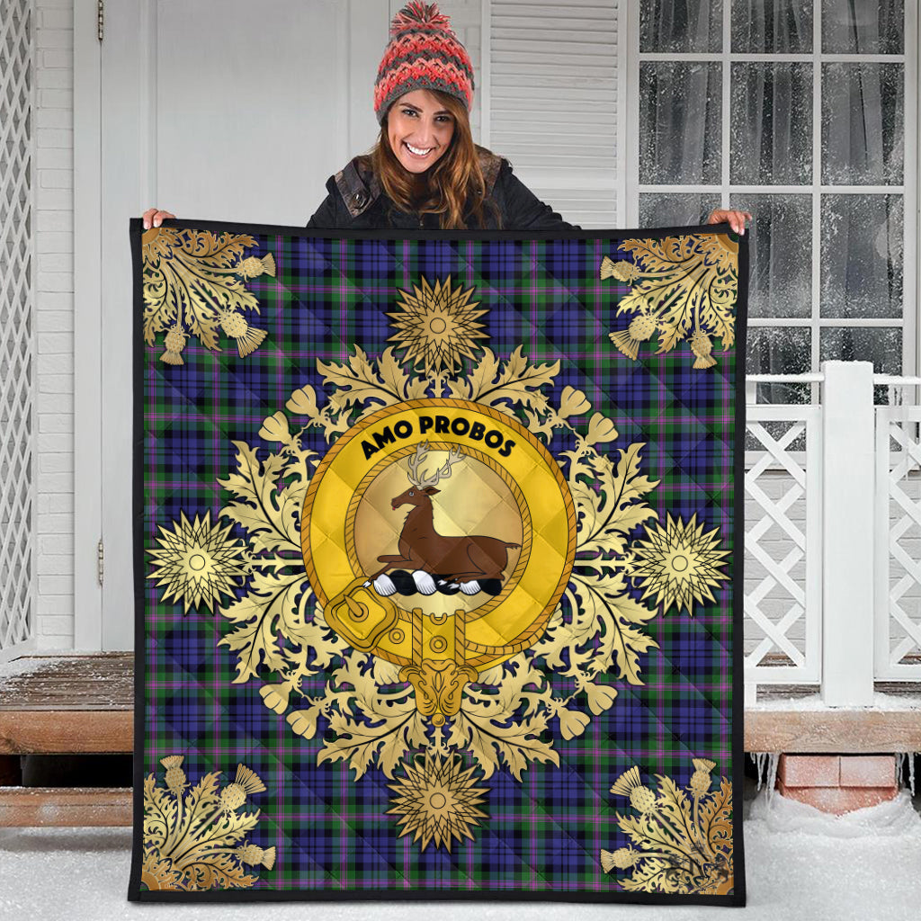 Baird Modern Tartan Crest Premium Quilt - Gold Thistle Style