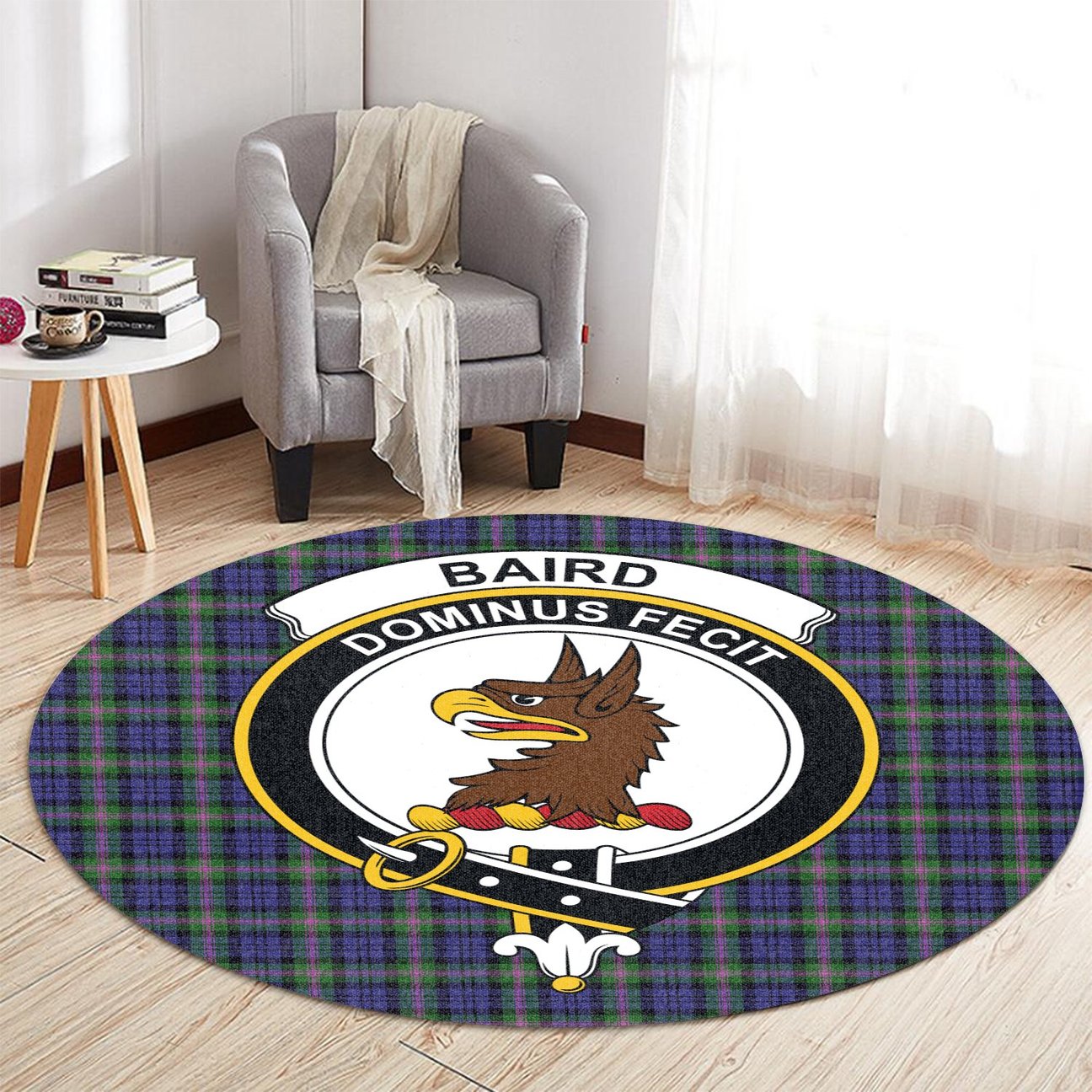 Baird Modern Tartan Crest Round Rug